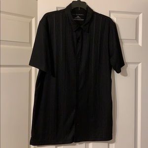 Men’s Via Europa Pitch Black Semi Dress Button Up